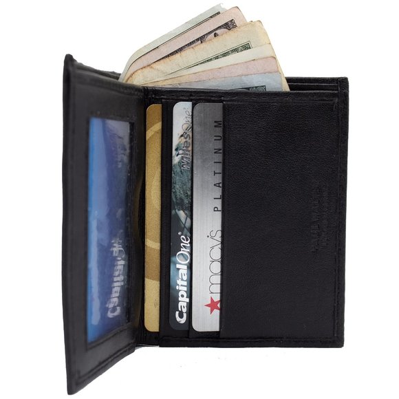 Genuine Leather Men Credit Card Case,ID holder with Black Color - Picture 3 of 10